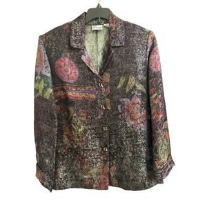 Chico’s Vintage Tapestry Floral Button Down Shirt Grandma Core‎ Boho Artsy 1/US8